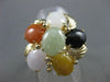 ESTATE WIDE 10.0CT JADE AMBER ONYX & CARNELIAN 14KT YELLOW GOLD FLOWER RING 2775