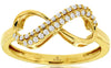 ESTATE .15CT DIAMOND 14KT YELLOW GOLD 3D CLASSIC TWO ROW INFINITY LOVE RING