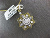 LARGE .54CT DIAMOND 18KT 2 TONE GOLD 3D FLOWER FILIGREE SQUARE FLOATING PENDANT
