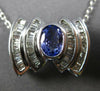 ESTATE 2.20CT DIAMOND & AAA TANZANITE 14K WHITE GOLD OVAL & BAGUETTE BOW PENDANT