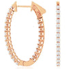 1.50CT DIAMOND 14KT ROSE GOLD ROUND INSIDE OUT OVAL HUGGIE HOOP HANGING EARRINGS