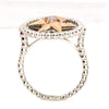 LARGE .15CT DIAMOND 18KT WHITE & ROSE GOLD 3D STAR CIRCULAR BEADED FUN LOVE RING