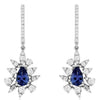 1.59CT DIAMOND & AAA TANZANITE 14KT WHITE GOLD FLOWER SNOWFLAKE HANGING EARRINGS