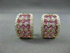 WIDE 2.90CTW PINK SAPPHIRE DIAMOND 18KT WHITE & YELLOW GOLD EARRINGS #21752