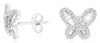 ESTATE .60CT DIAMOND 14KT WHITE GOLD 3D ROUND & BAGUETTE BUTTERFLY STUD EARRINGS
