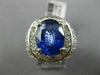 ESTATE EXTRA LARGE 7.74CT DIAMOND & AAA SAPPHIRE 14KT WHITE GOLD OVAL MENS RING