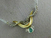 ANTIQUE 1.95CT DIAMOND & AAA EMERALD 14K WHITE & YELLOW GOLD SWIRL NECKLACE 6871