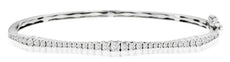 1.0CT DIAMOND 14KT WHITE GOLD CLASSIC ROUND BAMBOO SEMI ETERNITY BANGLE BRACELET