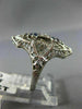 ANTIQUE .21CT OLD MINE DIAMOND & AAA SAPPHIRE 18K WHITE GOLD FILIGREE RING 19859