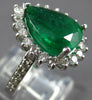 LARGE 4.87CT DIAMOND 14K WHITE GOLD 3D PEAR SHAPE & ROUND ENGAGEMENT RING #27853