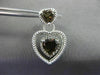 ESTATE .35CT DIAMOND & SMOKY TOPAZ 14KT WHITE GOLD MILGRAIN ROPE HEART EARRINGS