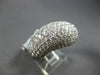 EXTRA LARGE 3.29CT DIAMOND 18KT WHITE GOLD 3D MULTI ROW PAVE DOME SHAPE FUN RING