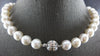 LARGE & LONG AAA SOUTH SEA PEARL 14KT WHITE GOLD 3D CLASSIC LOVE NECKLACE #27952