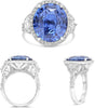 LARGE 11.94CT DIAMOND & AAA SAPPHIRE PLATINUM OVAL & HALF MOON ENGAGEMENT RING