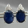ESTATE 3.92CT DIAMOND & AAA OVAL SAPPHIRE 14KT WHITE GOLD STUD EARRINGS #2895