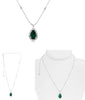 5.42CT DIAMOND & AAA EMERALD 18K WHITE GOLD PEAR SHAPE ROUND & BAGUETTE NECKLACE