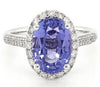 LARGE 4.26CT DIAMOND & AAA TANZENITE 18K WHITE GOLD OVAL & ROUND ENGAGEMENT RING