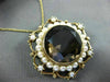 ANTIQUE LARGE 35CT SMOKY TOPAZ & SOUTH SEA PEARL 14KT YELLOW GOLD PENDANT BROOCH