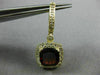 ESTATE LARGE 6.18CT DIAMOND & AAA GARNET 14KT YELLOW GOLD HALO HANGING EARRINGS