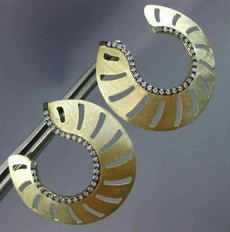 ESTATE LARGE .83CT DIAMOND 14KT YELLOW GOLD ETOILE CIRCULAR OPEN FLAME EARRINGS