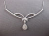LARGE 1.12CT DIAMOND 14K WHITE GOLD ROUND & BAGUETTE TEAR DROP BAR LOVE NECKLACE