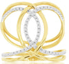 ESTATE .23CT DIAMOND 14KT YELLOW GOLD CLASSIC DOUBLE LOVE KNOT INFINITY FUN RING