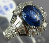 ESTATE LARGE 2.29CT DIAMOND & AAA SAPPHIRE 18KT WHITE GOLD OVAL ENGAGEMENT RING