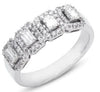 LARGE .91CT DIAMOND 14KT WHITE GOLD ROUND & EMERALD CUT 4 STONE ANNIVERSARY RING
