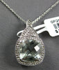 4.06CT DIAMOND & AAA GREEN AMETHYST 14KT WHITE GOLD 3D SQUARE FLOATING PENDANT