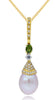 .34CT DIAMOND & AAA GREEN GARNET & SOUTH SEA PEARL 14KT YELLOW GOLD 3D PENDANT