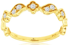 .17CT DIAMOND 14KT YELLOW GOLD 3D ROUND FLOWER LEAF WEDDING ANNIVERSARY RING