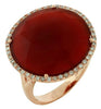 LARGE .25CT DIAMOND & AAA RED AGATE 14KT ROSE GOLD ROUND HALO CLASSIC FUN RING