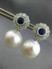 ESTATE 1.55CT DIAMOND AAA SAPPHIRE & SOUTH SEA PEARL 18KT WHITE GOLD 3D EARRINGS