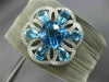 WIDE 9.33CT DIAMOND & AAA BLUE TOPAZ 14KT GOLD & STAINLESS STEEL BANGLE BRACELET
