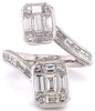 LARGE 2.08CT DIAMOND 18KT WHITE GOLD 3D BAGUETTE DOUBLE SQUARE OCTAGON LOVE RING