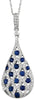 ESTATE 1.23CT DIAMOND & AAA SAPPHIRE 14KT WHITE GOLD TEAR DROP FLOATING PENDANT