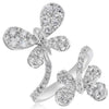 WIDE 1.5CT DIAMOND 14KT WHITE GOLD 3D DOUBLE BUTTERFLY CRISS CROSS LOVE RING