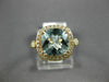 ESTATE WIDE 2.08CT DIAMOND & AAA AQUAMARINE 14K ROSE GOLD SQUARE ENGAGEMENT RING