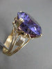 ANTIQUE LARGE 23CT AAA AMETHYST 14KT YELLOW GOLD FILIGREE SOLITAIRE RING #21473