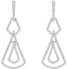 ESTATE .46CT DIAMOND 14KT WHITE GOLD 3D TRIANGULAR TEAR DROP HANGING EARRINGS