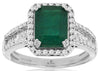 2.65CT DIAMOND & AAA EMERALD 14KT WHITE GOLD 3D ROUND & BAGUETTE ENGAGEMENT RING