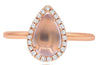 1.75CT DIAMOND & AAA ROSE QUARTZ 14K ROSE GOLD PEAR SHAPE & ROUND HALO FUN RING