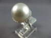 LARGE .44CT DIAMOND & AAA SOUTH SEA PEARL 18K WHITE GOLD ROUND CLASSIC HALO RING