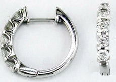 ESTATE 1.0CT DIAMOND 14KT WHITE GOLD 3D CLASSIC FIVE STONE HUGGIE EARRINGS