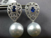 2.16CT DIAMOND & SAPPHIRE & AAA SOUTH SEA PEARL 18K WHITE GOLD HANGING EARRINGS