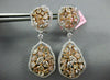 LARGE 7.54CT WHITE & MULTI COLOR DIAMOND 18KT WHITE & ROSE GOLD HANGING EARRINGS