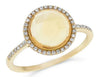 2.59CT DIAMOND & AAA CABOCHON CITRINE 14KT YELLOW GOLD 3D ROUND CLASSIC FUN RING