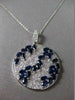 ESTATE 4.23CT DIAMOND & AAA SAPPHIRE 14KT WHITE GOLD FLOATING CIRCLE PENDANT