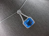 LARGE 8.49CT DIAMOND & AAA BLUE TOPAZ 14KT WHITE GOLD 3D CUSHION & ROUND PENDANT