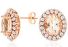 5.45CT DIAMOND & AAA MORGANITE 14K ROSE GOLD OVAL & ROUND FILIGREE STUD EARRINGS